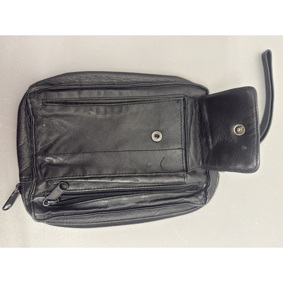 Bugatti Royal genuine full grain‎ black leather men's travel bag with strap #23 - Picture 3 of 6